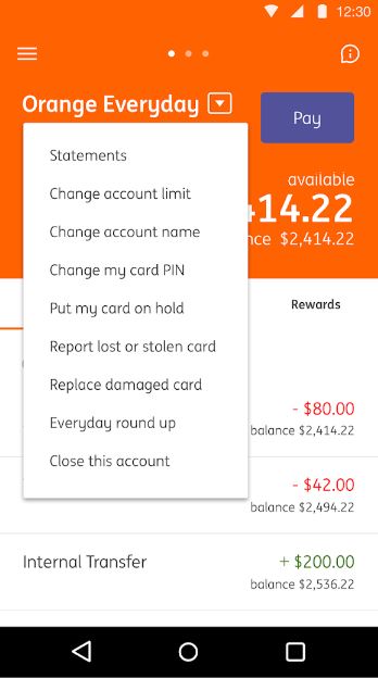 ING bank mobile app