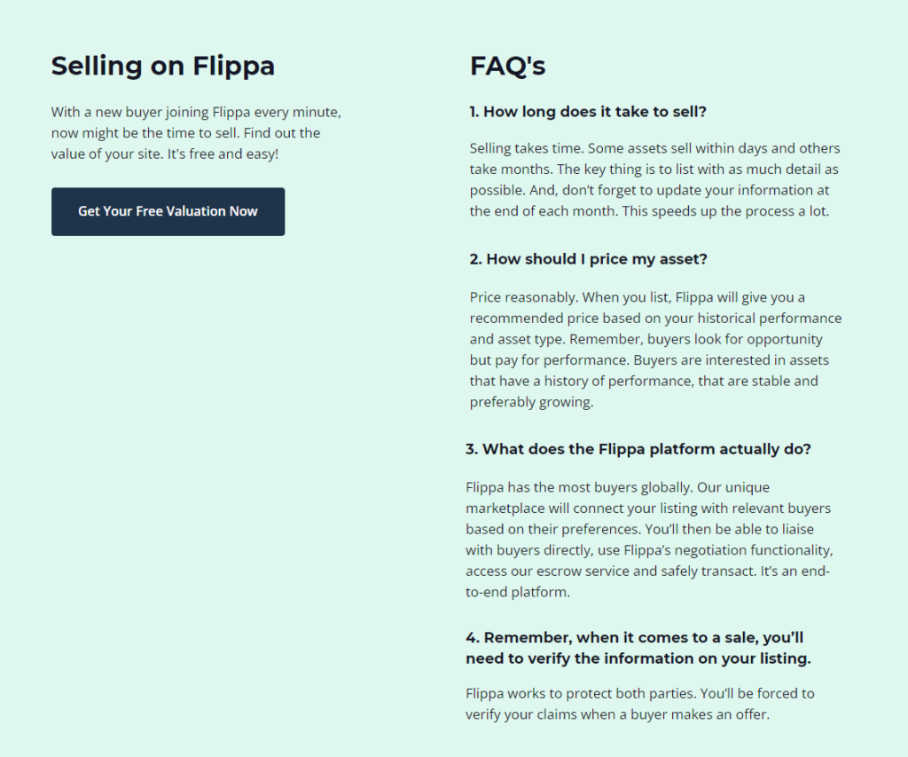 selling website flippa review