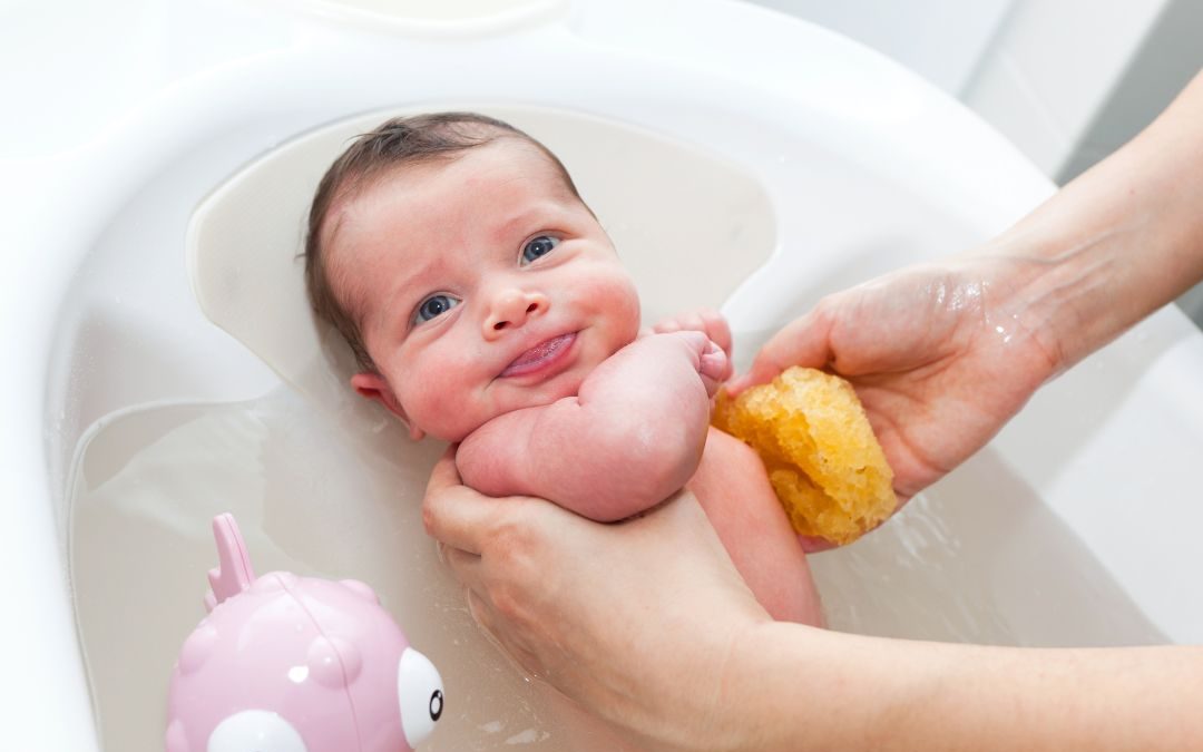 bathing baby