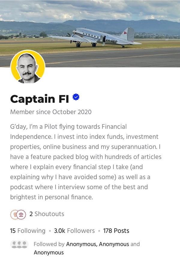 Captain FI WeMoney Profile