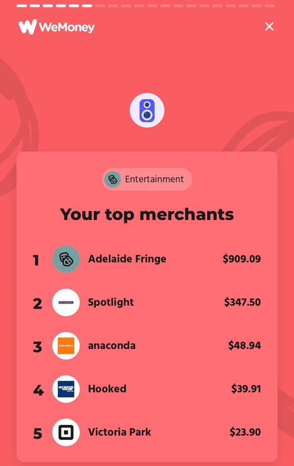 WeMoney top entertainment merchants